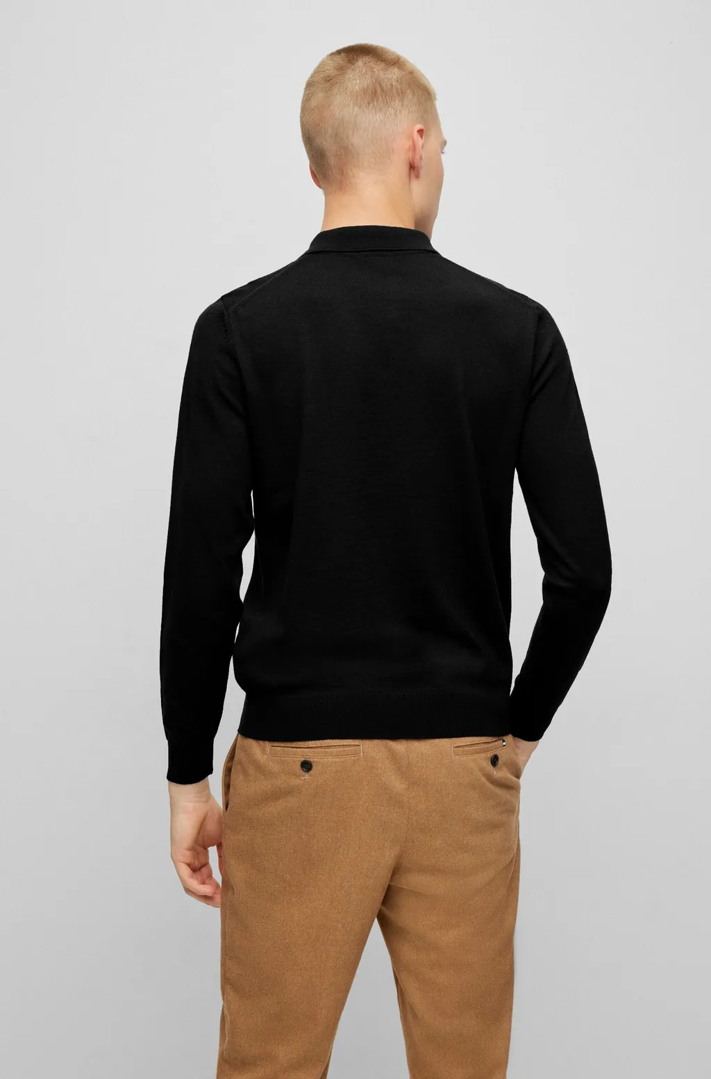 Logo Embroidered Long-Sleeved Polo Shirt