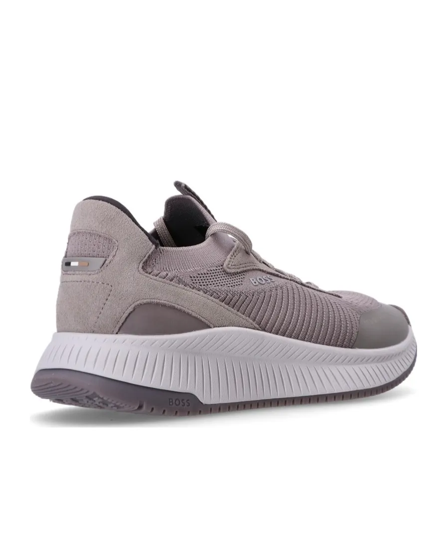 Panelled Knitted Lace-Up Sneakers
