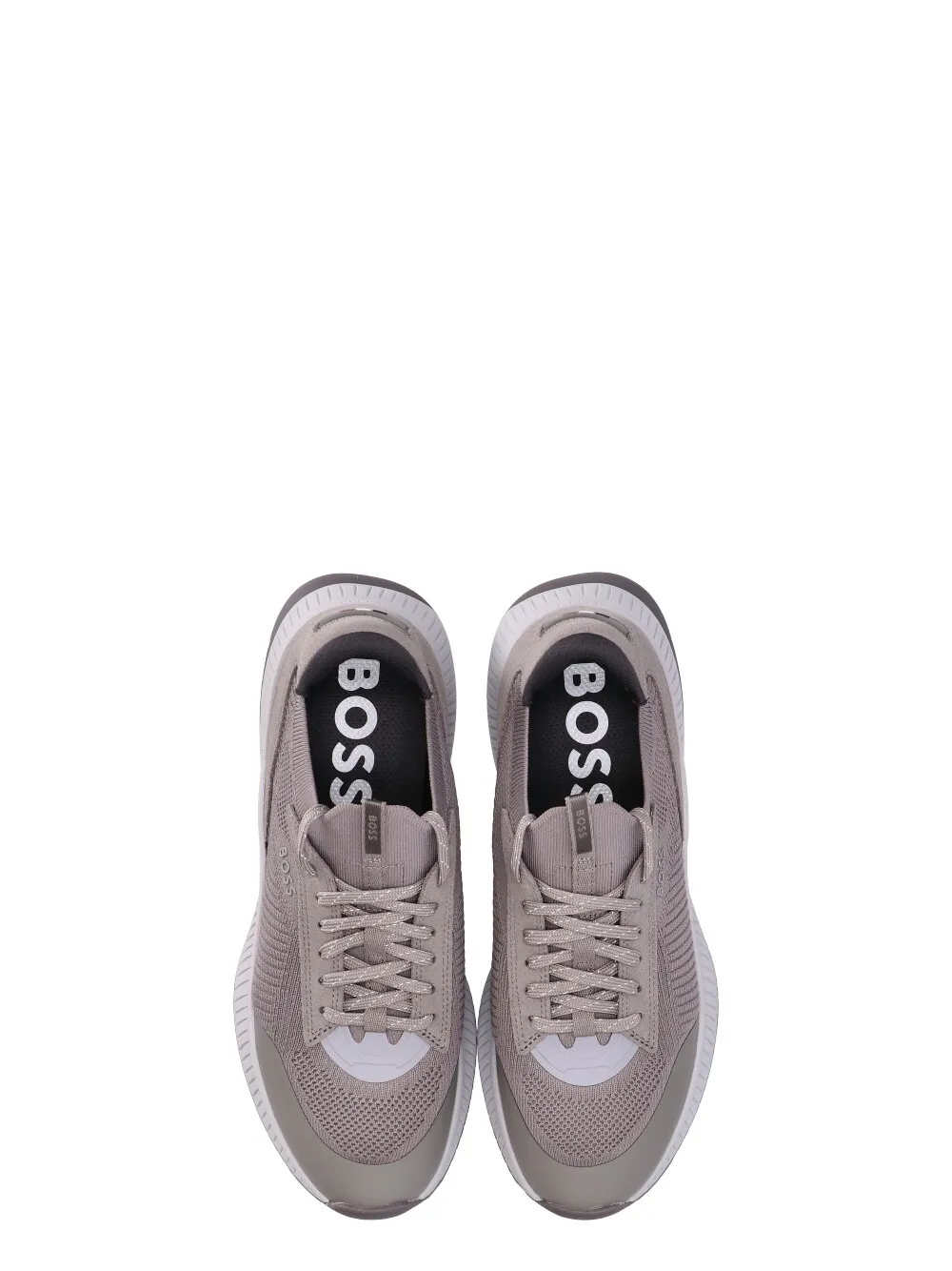 Panelled Knitted Lace-Up Sneakers