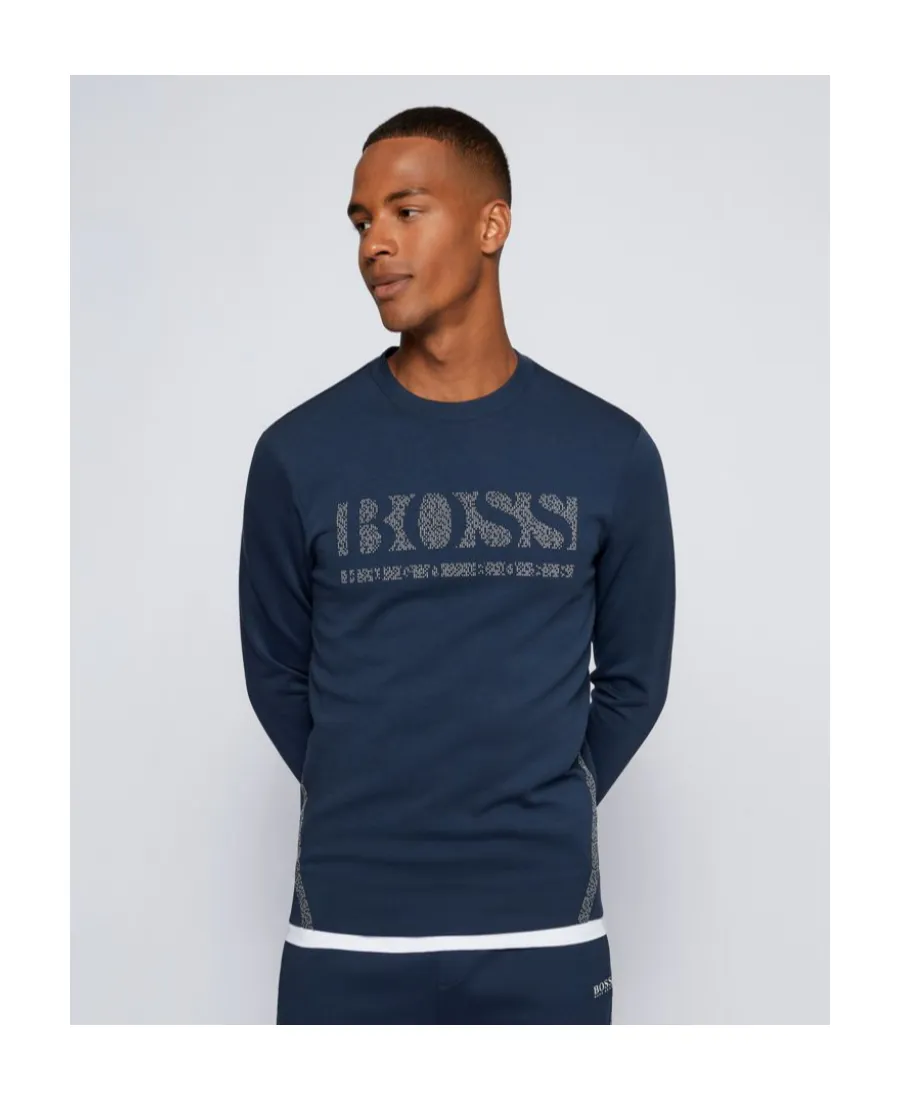 Round Collar Printed Sports Sweater