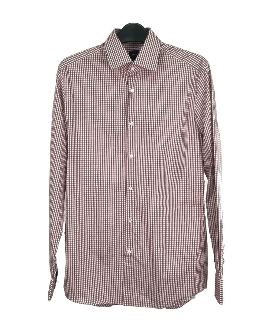Long-Sleeved Shirt With Small Plaid Pattern