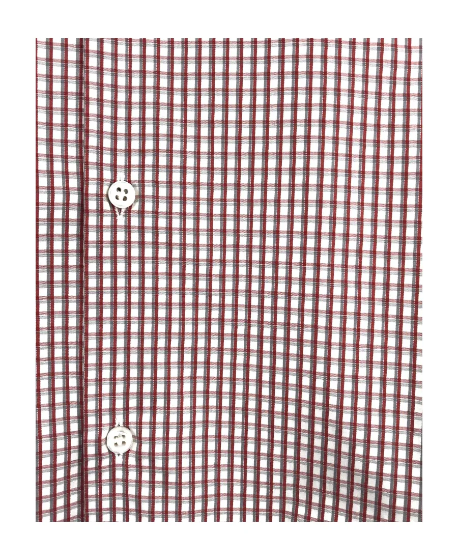 Long-Sleeved Shirt With Small Plaid Pattern