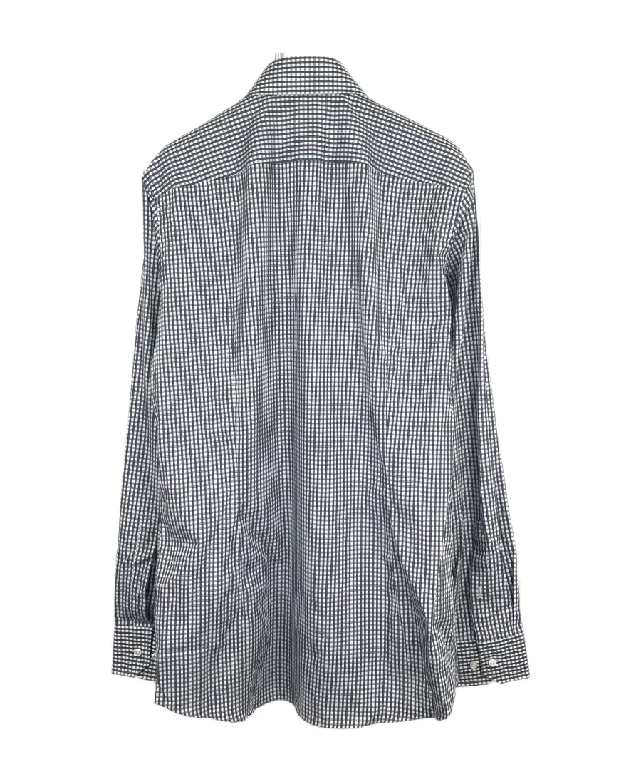 Long-Sleeved Small Plaid Shirt