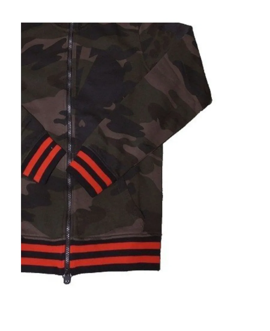 Camouflage With Hat Casual Jacket