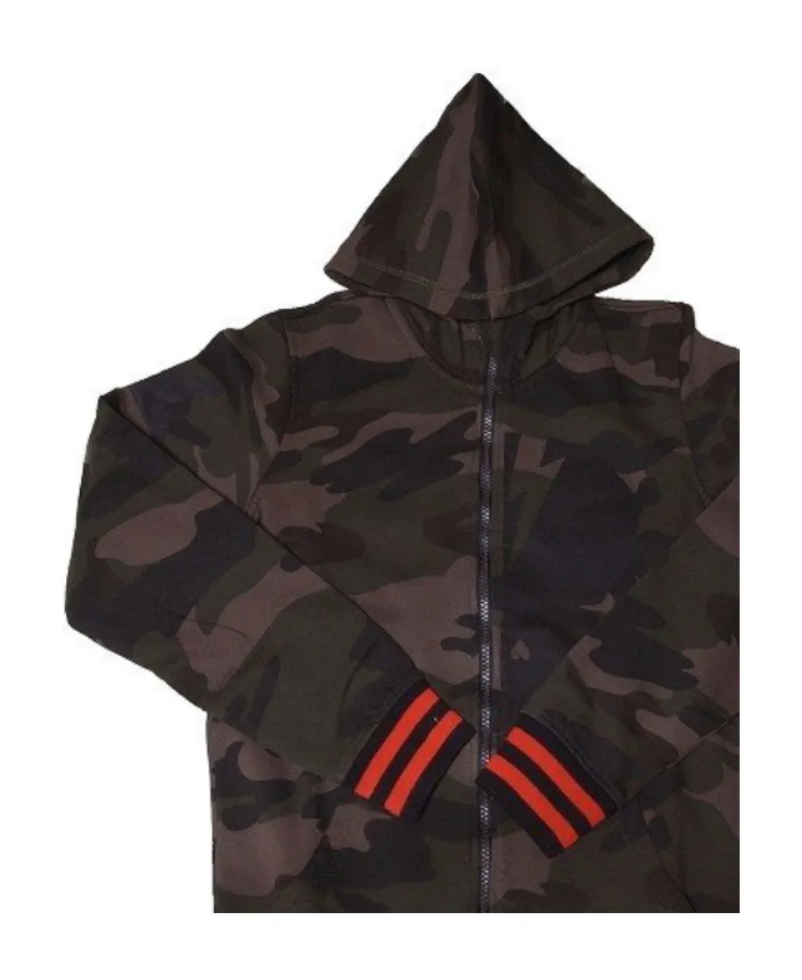 Camouflage With Hat Casual Jacket