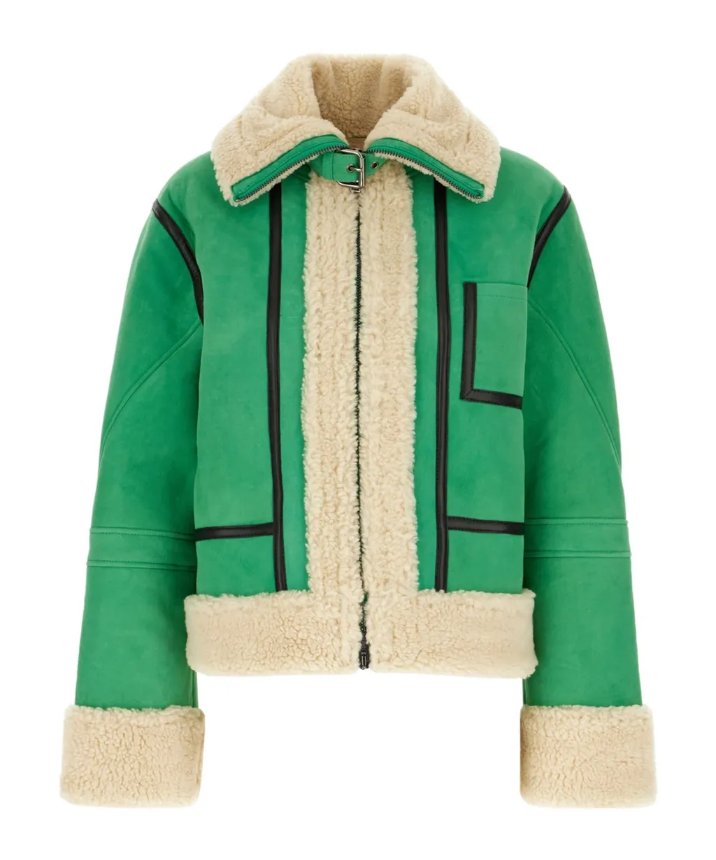 Zippered Stripe Leather Jacket