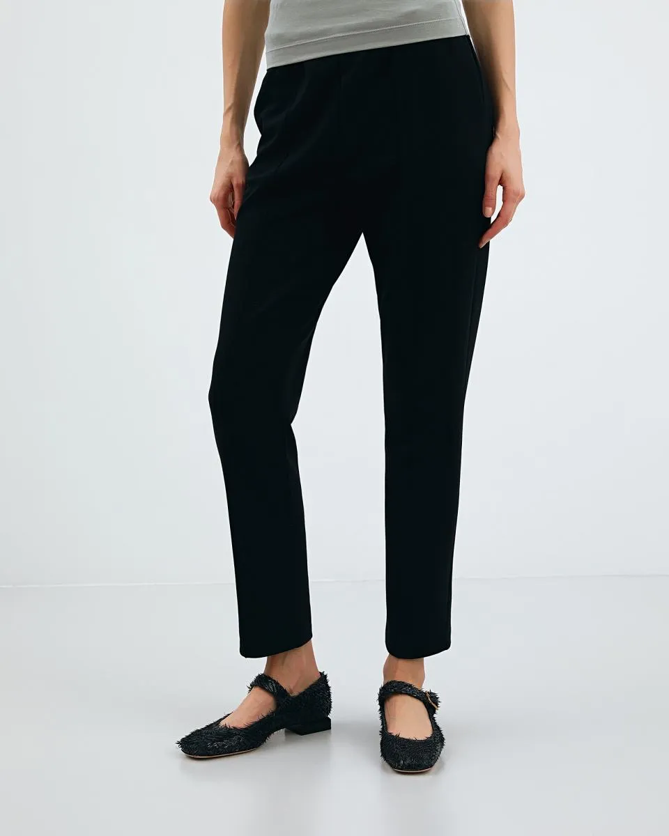 Elasticated Waistband Straight-Leg Trousers