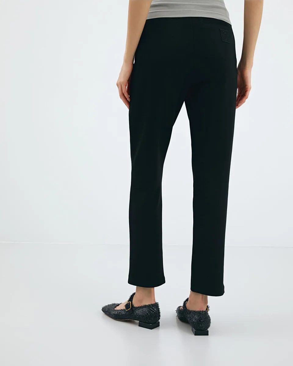 Elasticated Waistband Straight-Leg Trousers