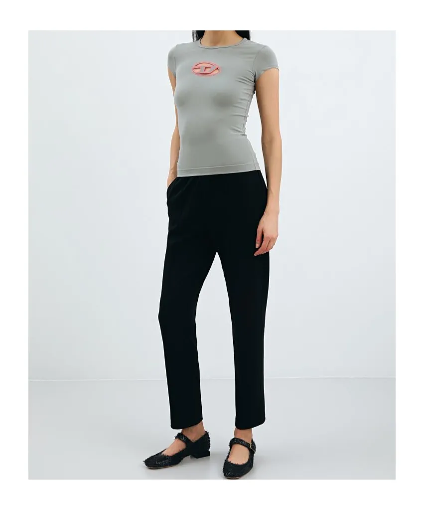 Elasticated Waistband Straight-Leg Trousers