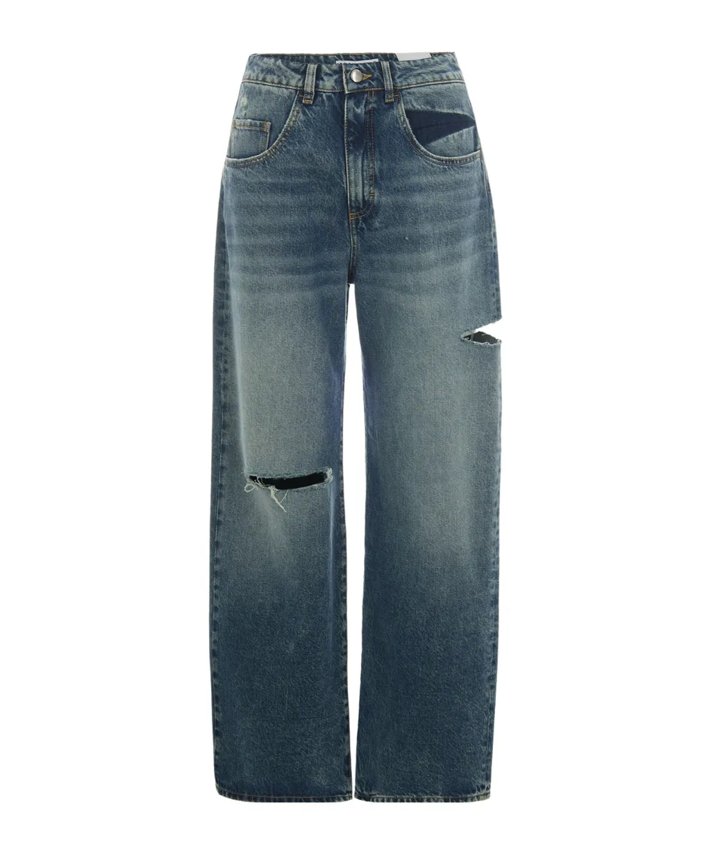 Denim Trousers With Belt Loops