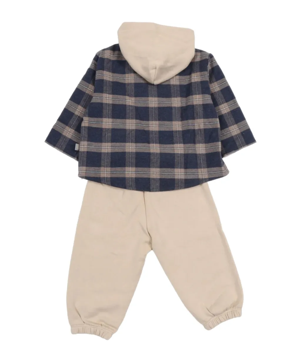 Plaid Pattern Hooded Tracksuit