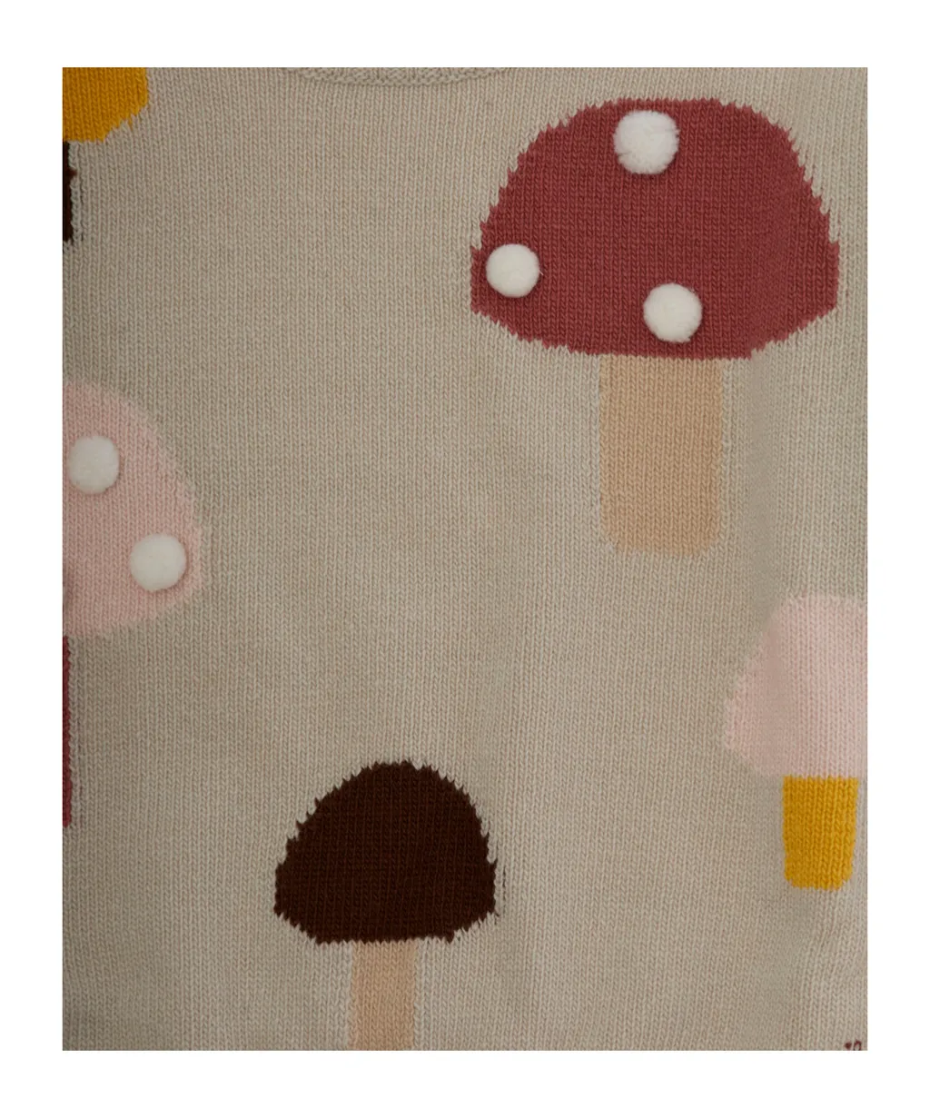 Mushroom-Embroidered Crewneck Jumper