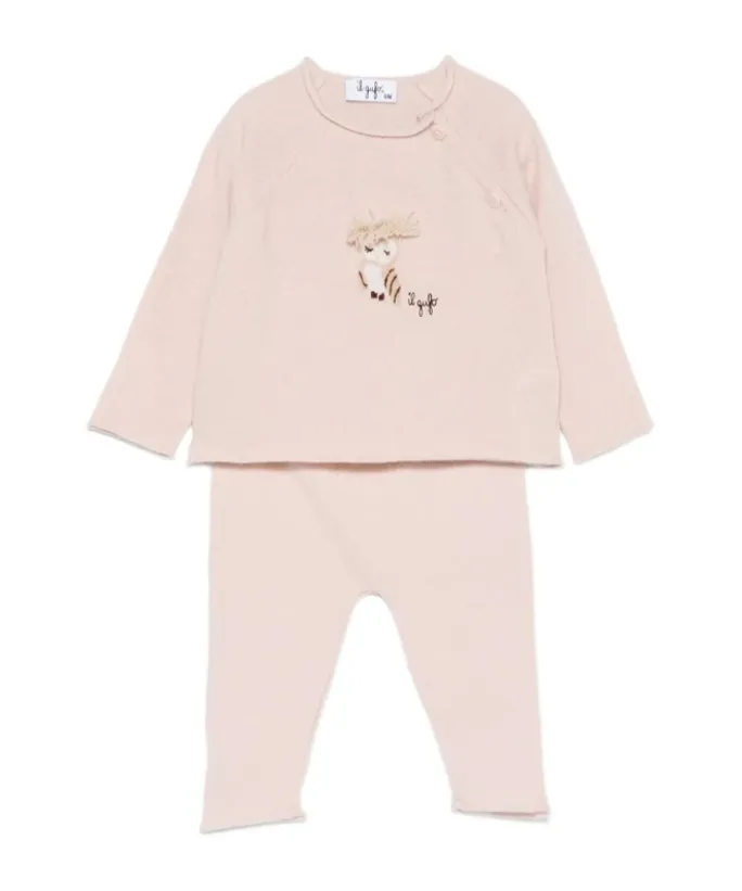 Embroidered-Detail Knitted Babywear Set