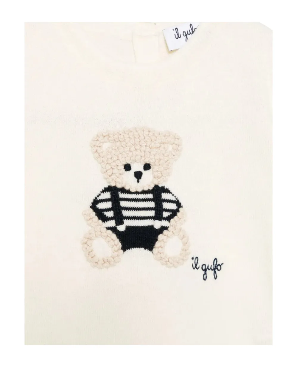 Bear Embroidered Crewneck Romper
