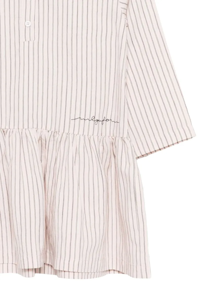 Logo Embroidered Striped Dress