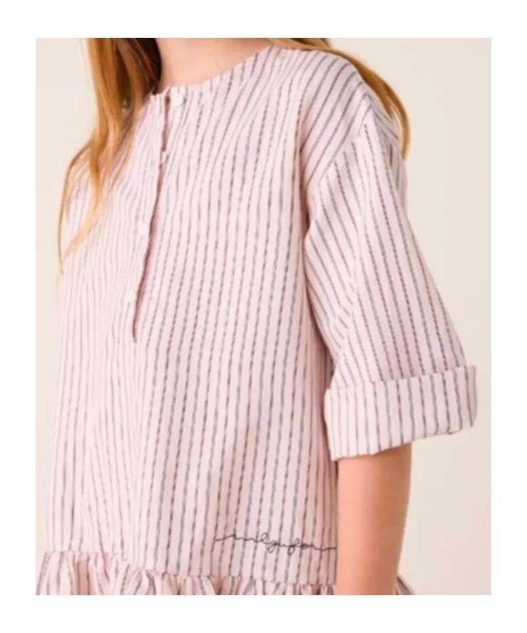 Logo Embroidered Striped Dress