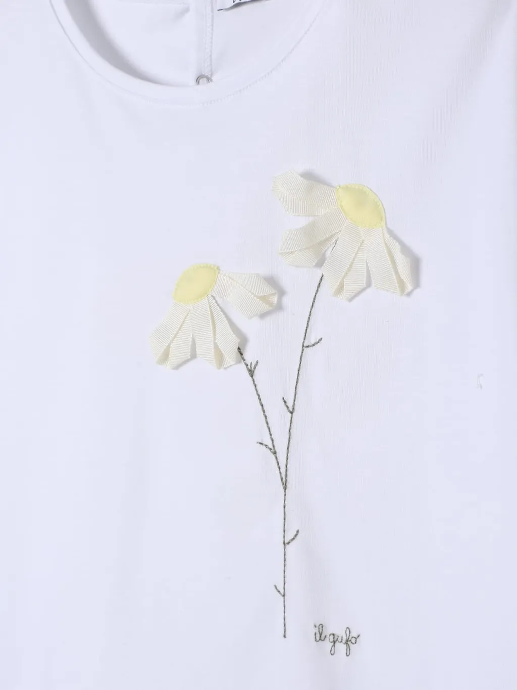 Floral-Appliqué Crewneck T-Shirt