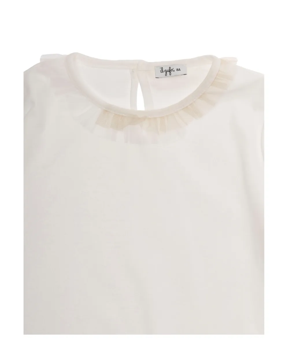 Ruffle-Detailed Crewneck T-Shirt
