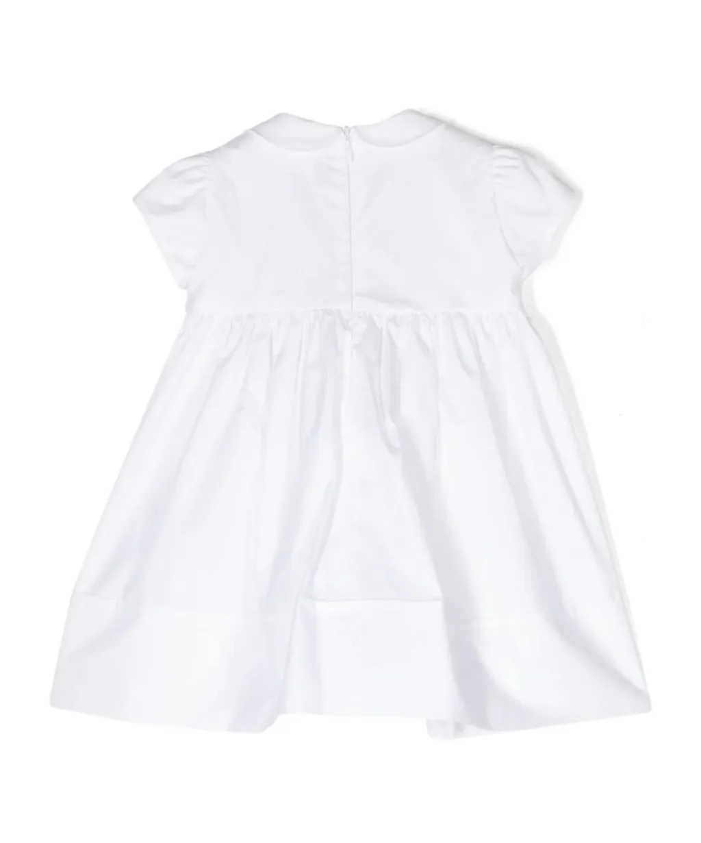 Floral-Appliqué Poplin Midi Dress