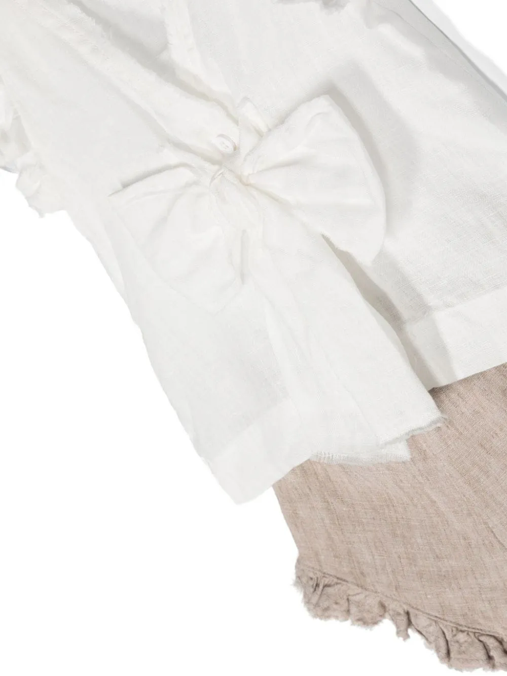 Bow-Detailed Elastic Waist Short Set