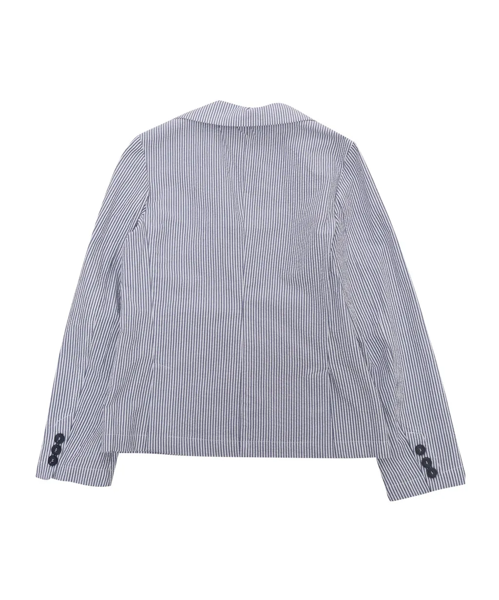 Single-Breasted Long Sleeved Striped Blazer