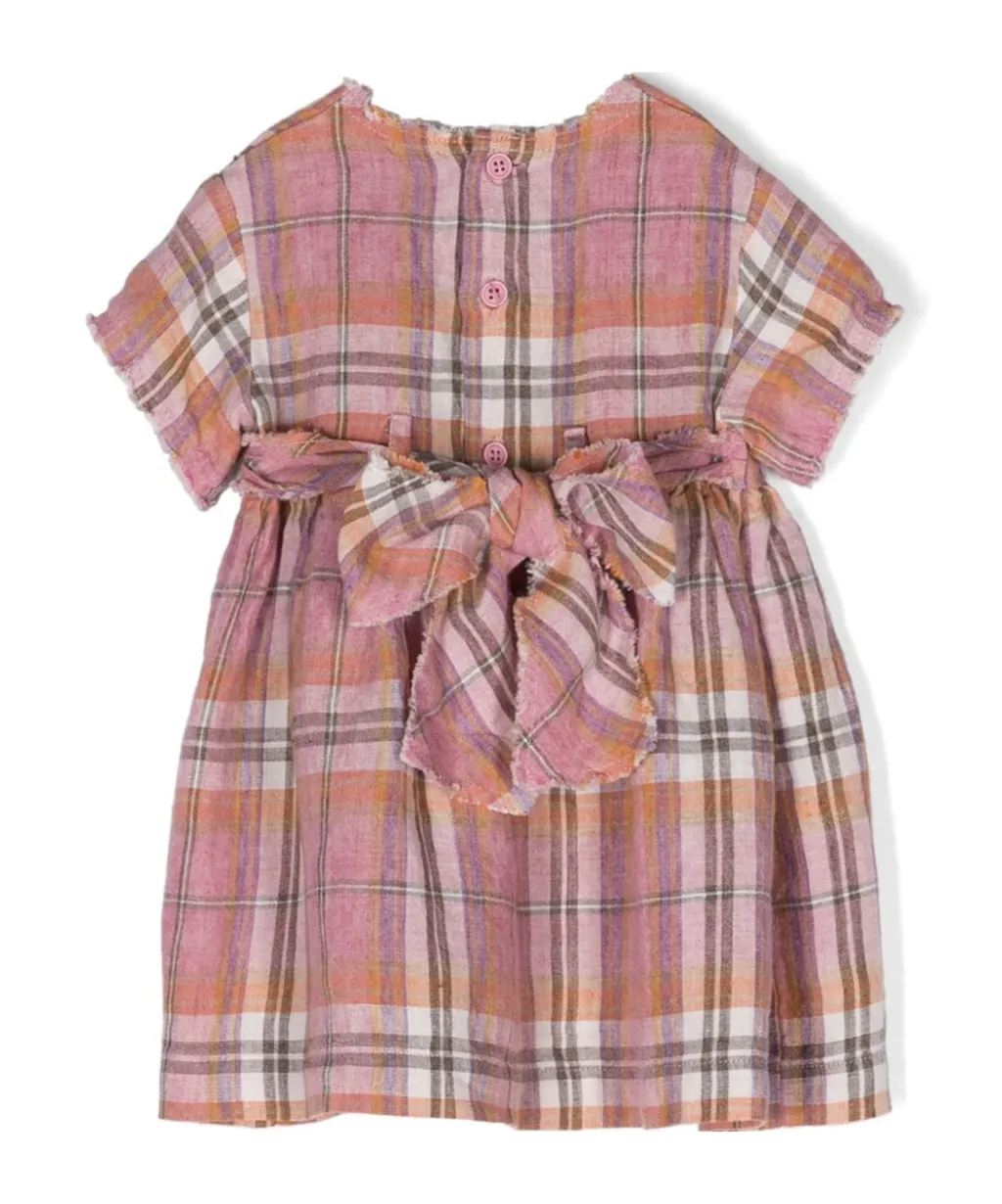Check-Pattern Linen Dress