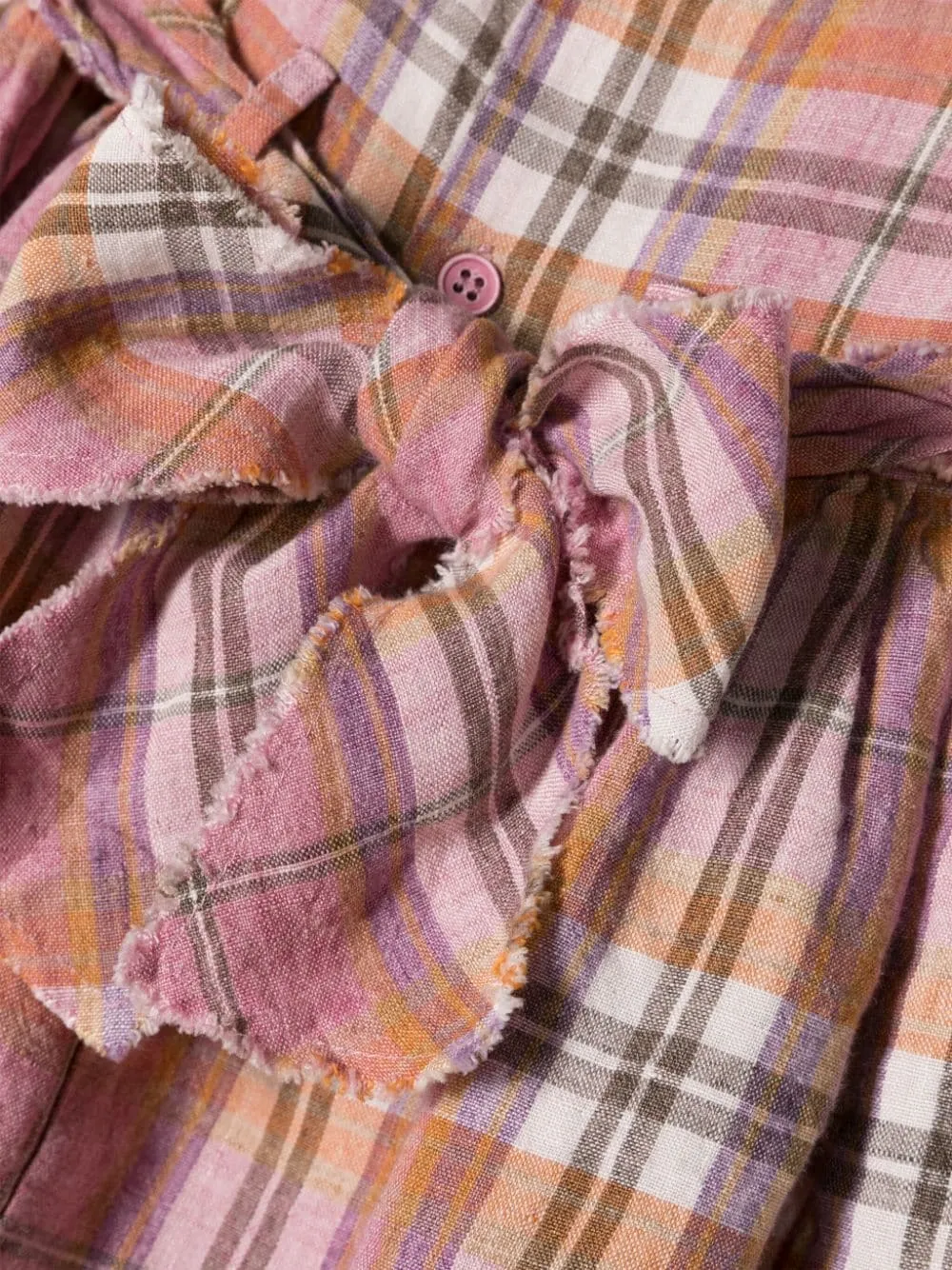 Check-Pattern Linen Dress