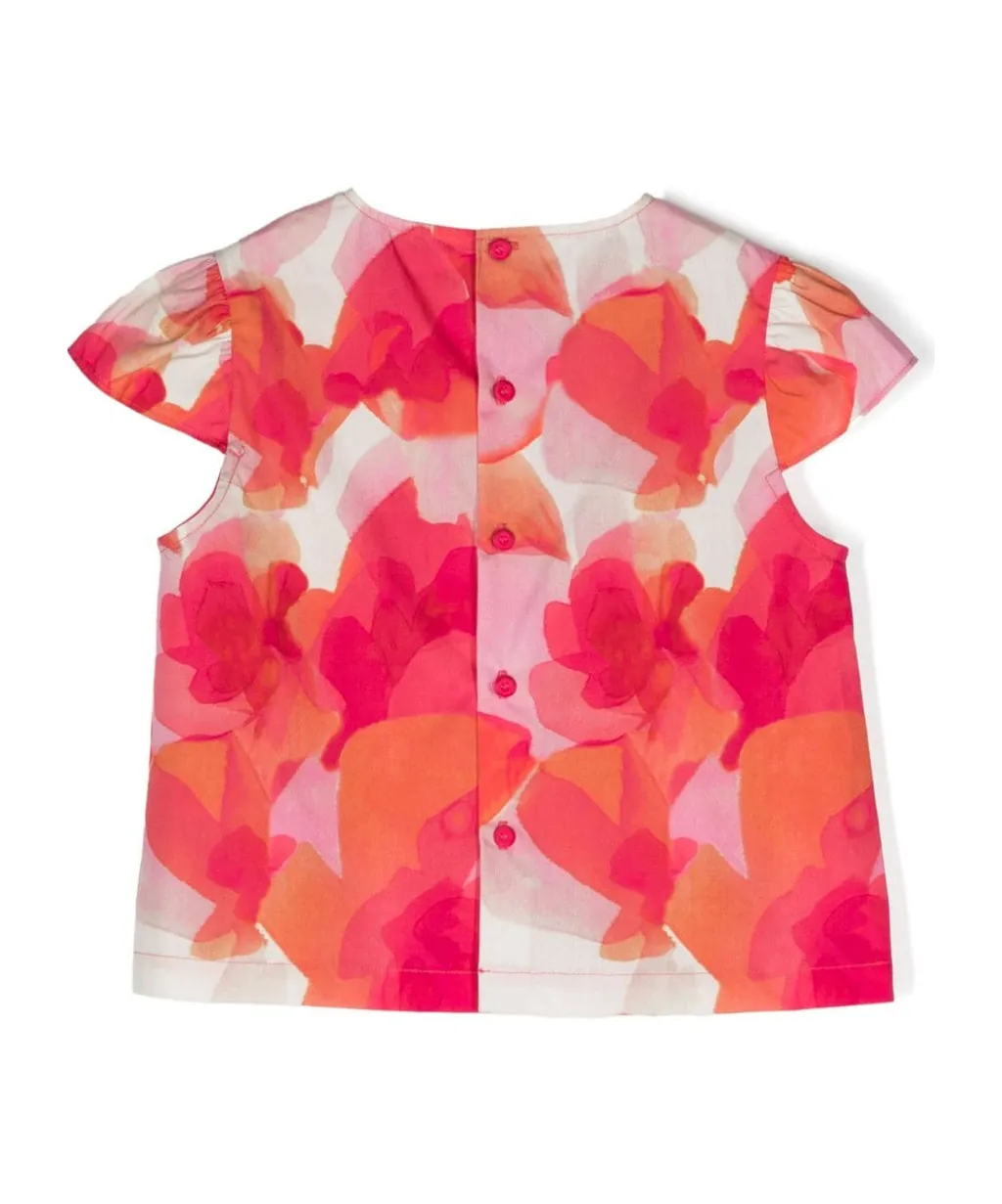 Abstract-Print Poplin Blouse