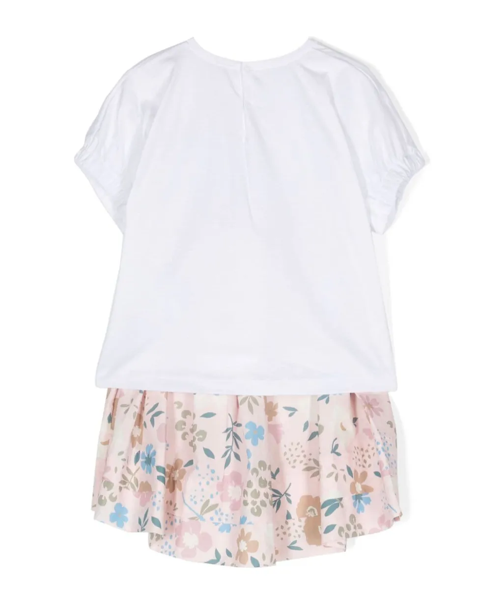 Floral Printed Blouse And Skirt Suit