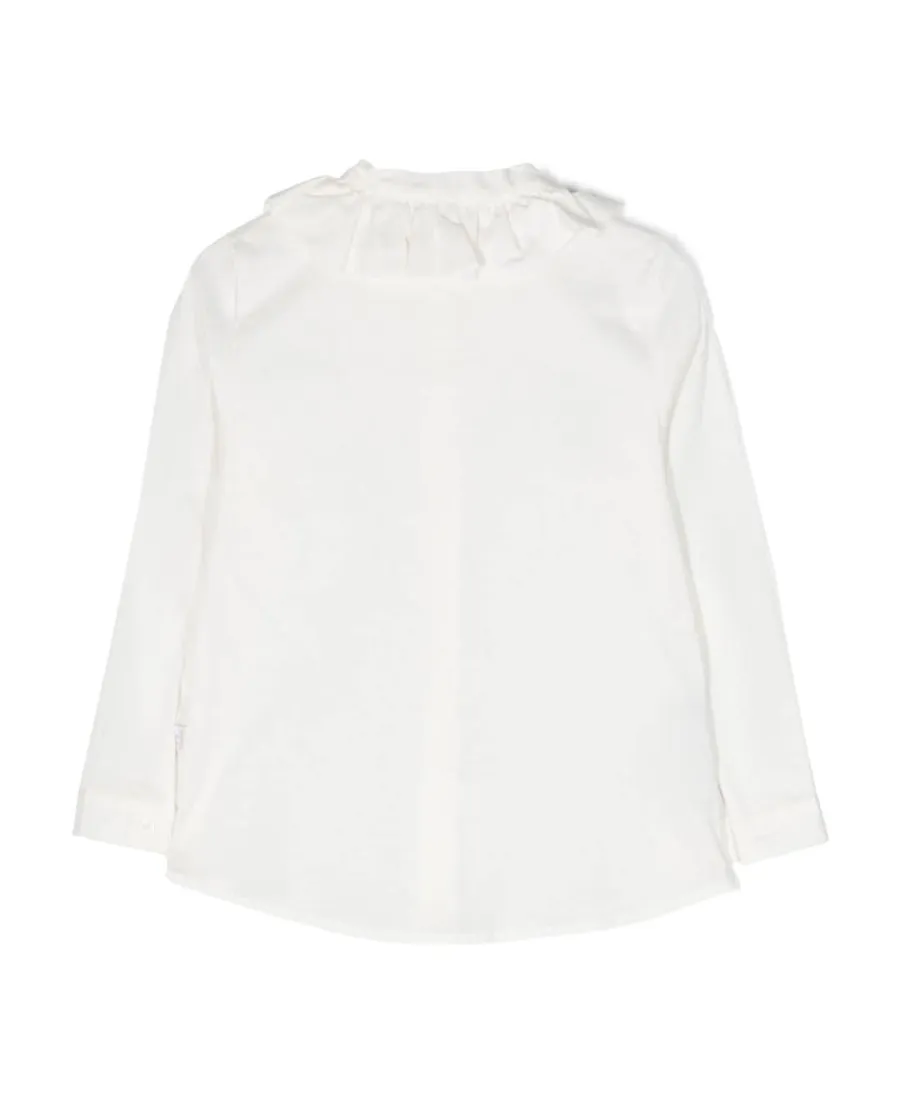 Ruched-Neck Buttoned Shirt