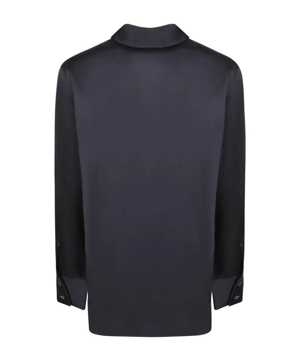 Feather-Trimmed Long Sleeve Top
