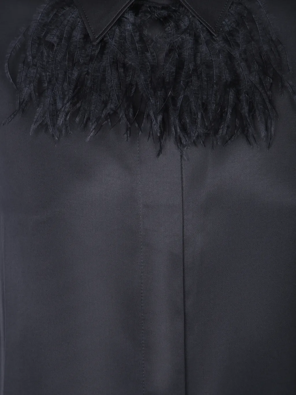 Feather-Trimmed Long Sleeve Top