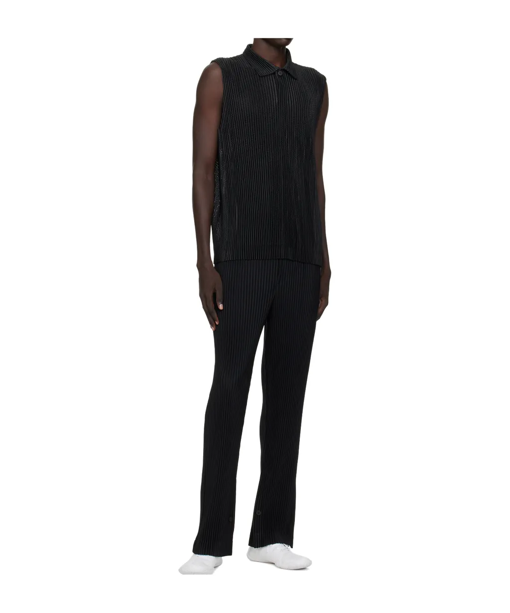 Pleated Knit Polo Shirt