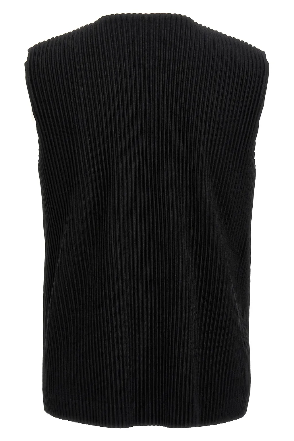 Pleated V-Neck Button-Down Waistcoat