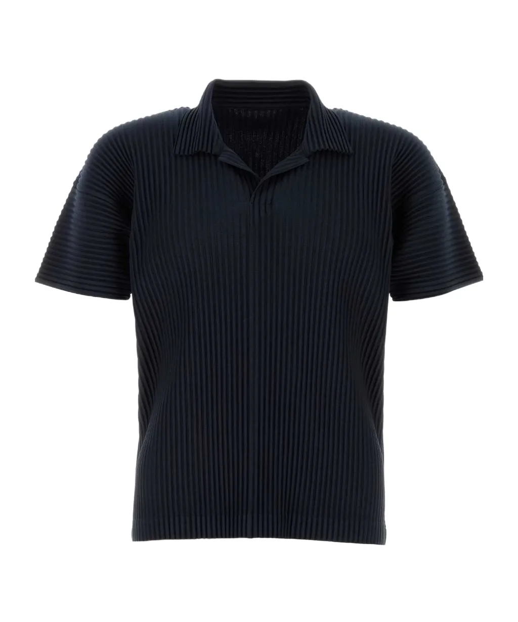 Short Sleeved Pleated Polo Shirt