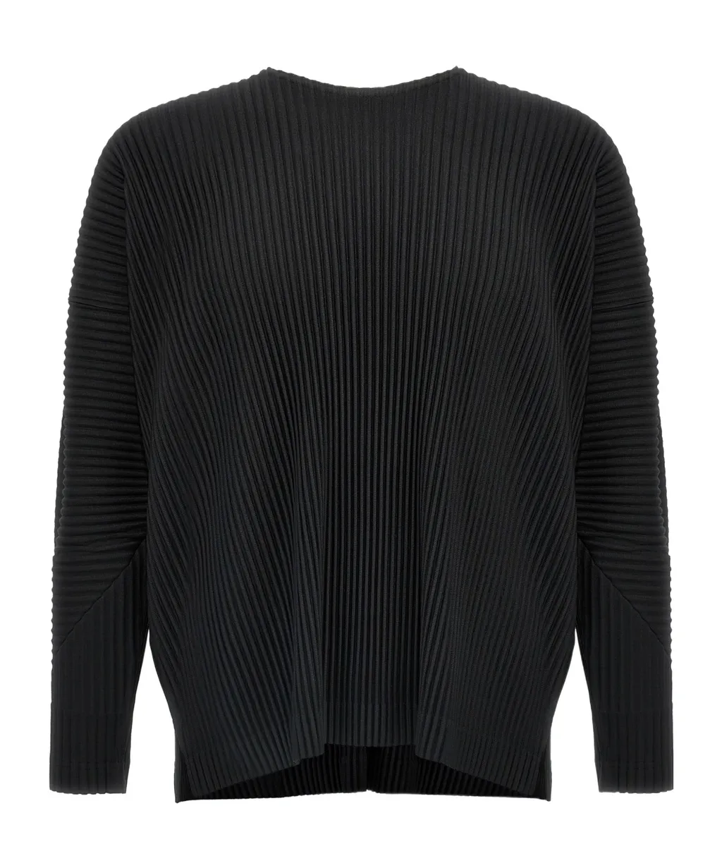 Pleated Long-Sleeved T-Shirt
