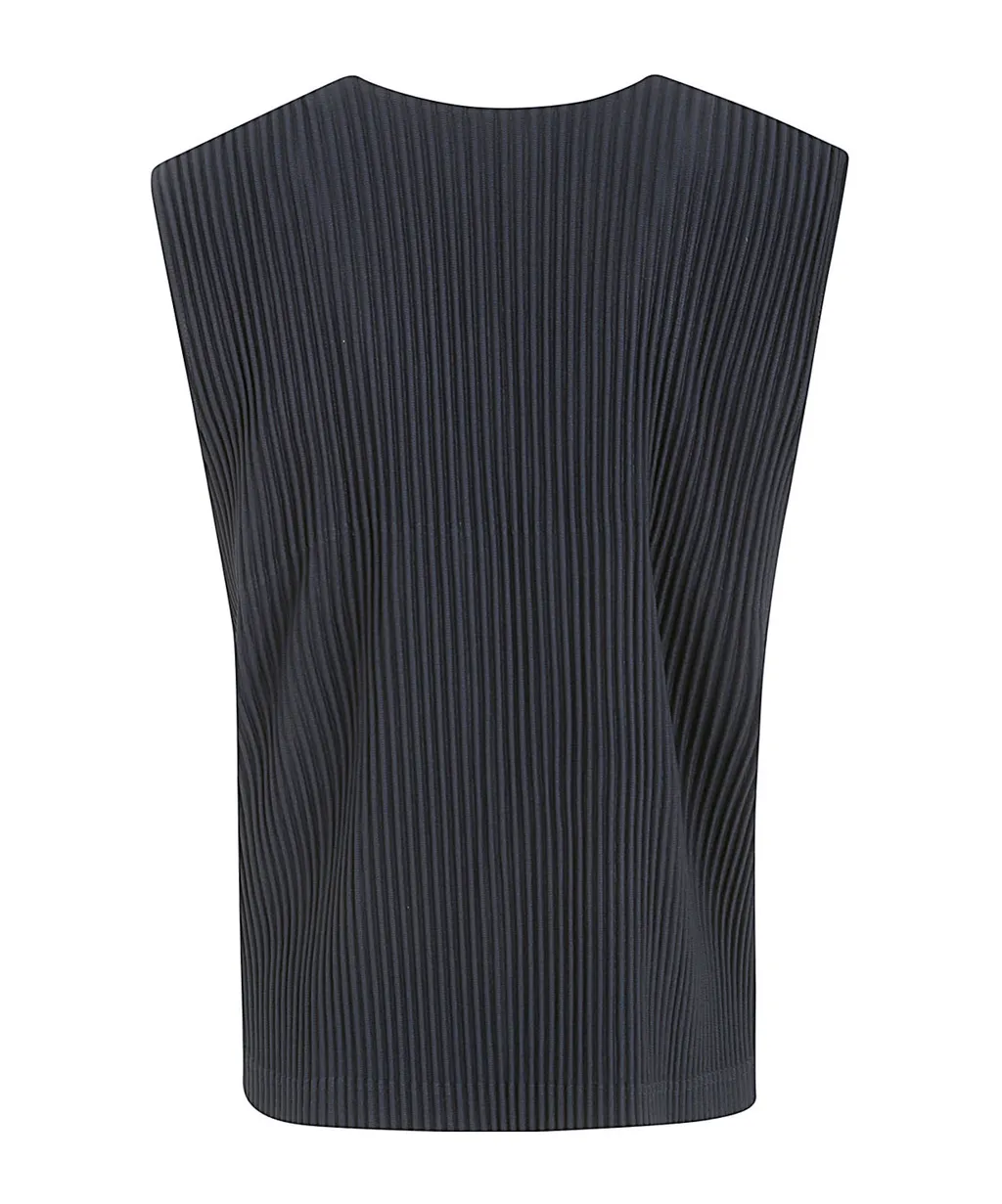V-Neck Plissé Waistcoat