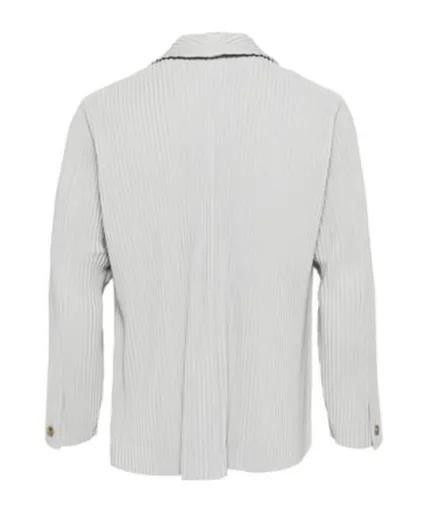 Plissé-Effect Single-Breasted Blazer