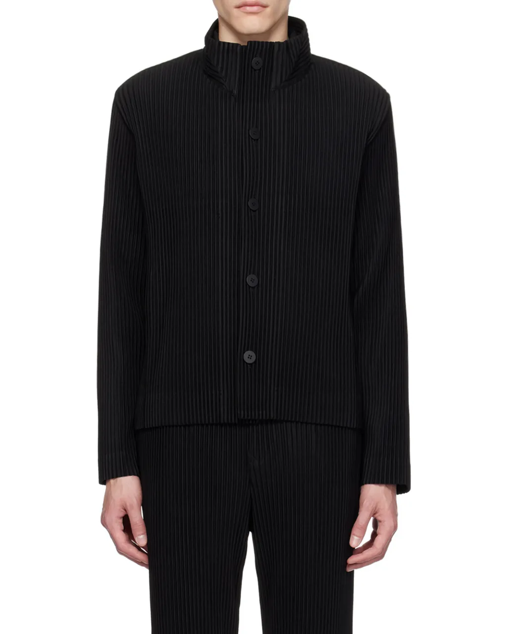 High-Neck Buttoned Jacket