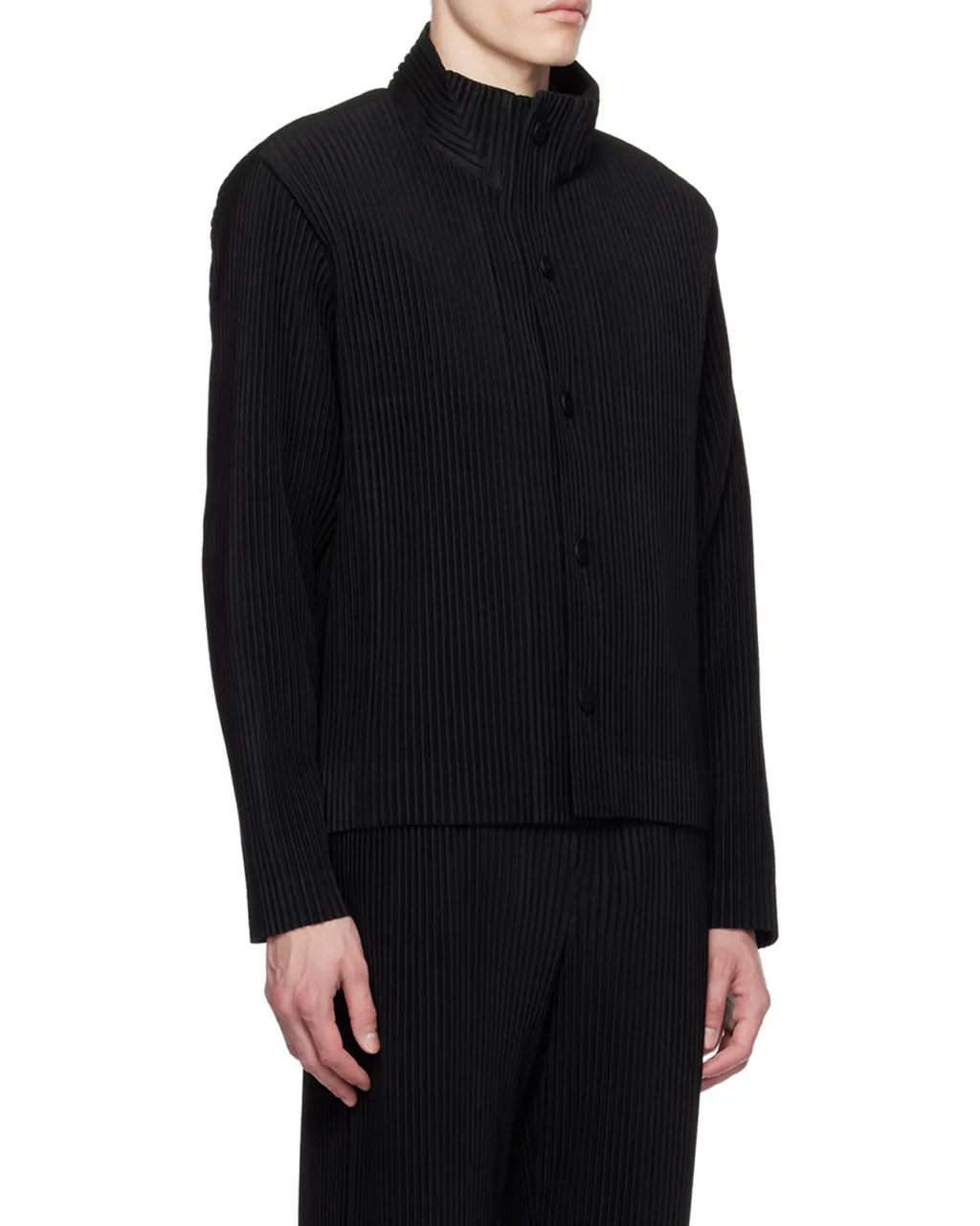High-Neck Buttoned Jacket