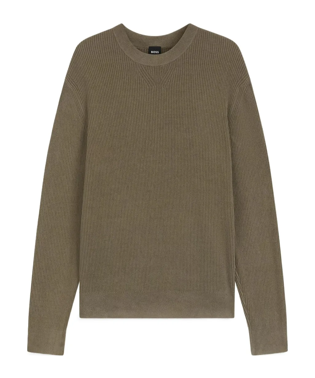 Ribbed Crew-Neck Sweater