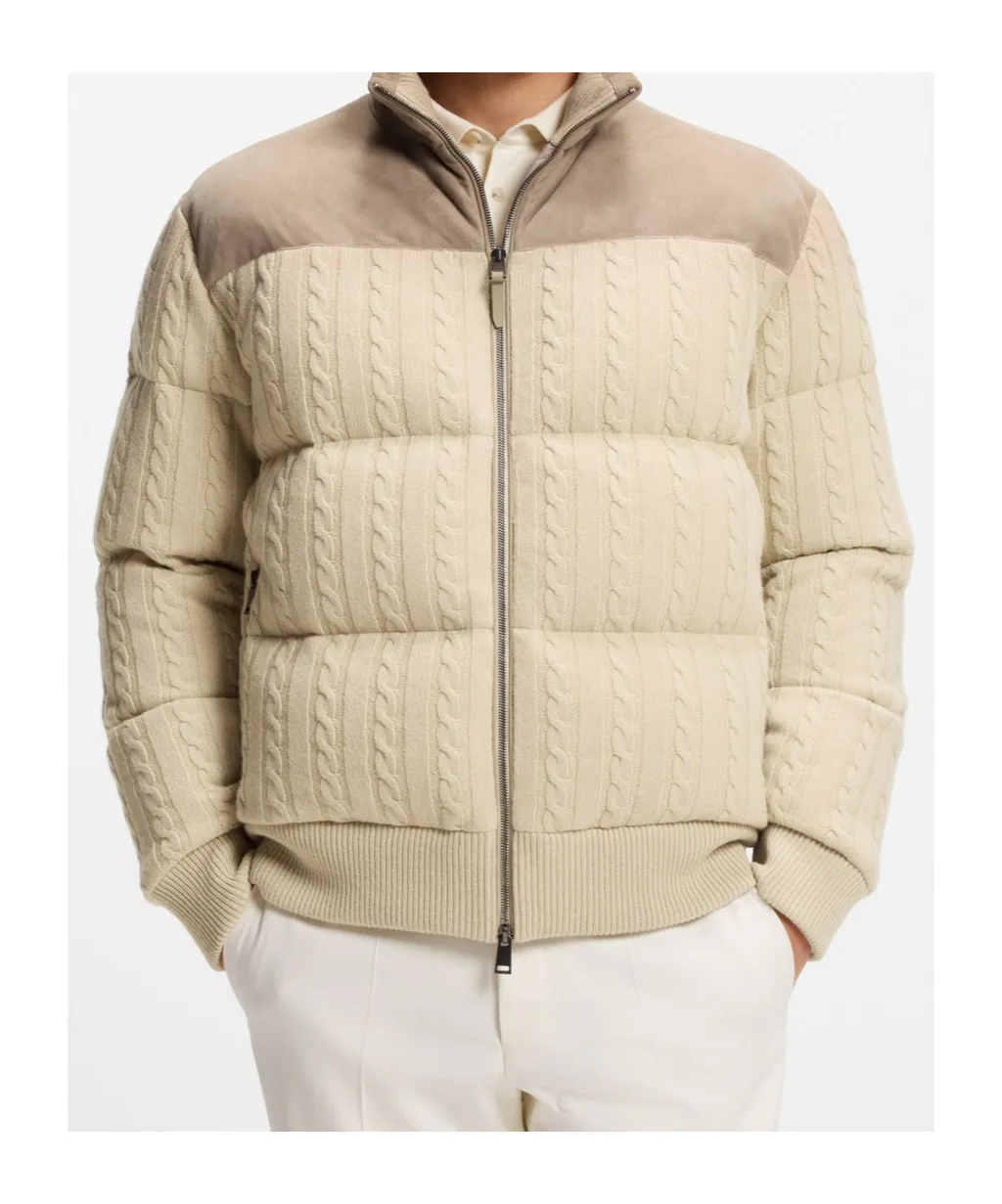 Cable-Knit Suede Jacket