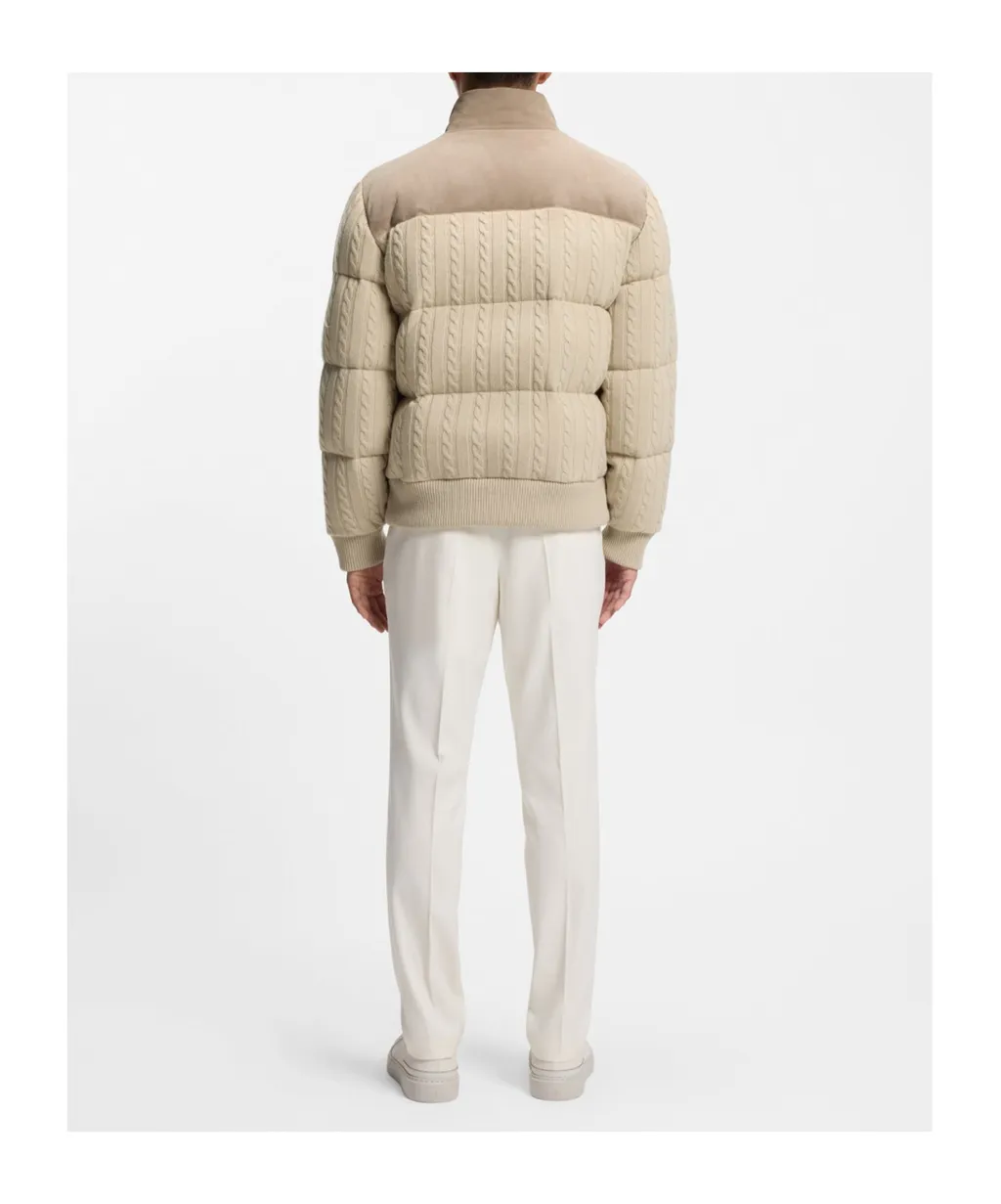 Cable-Knit Suede Jacket
