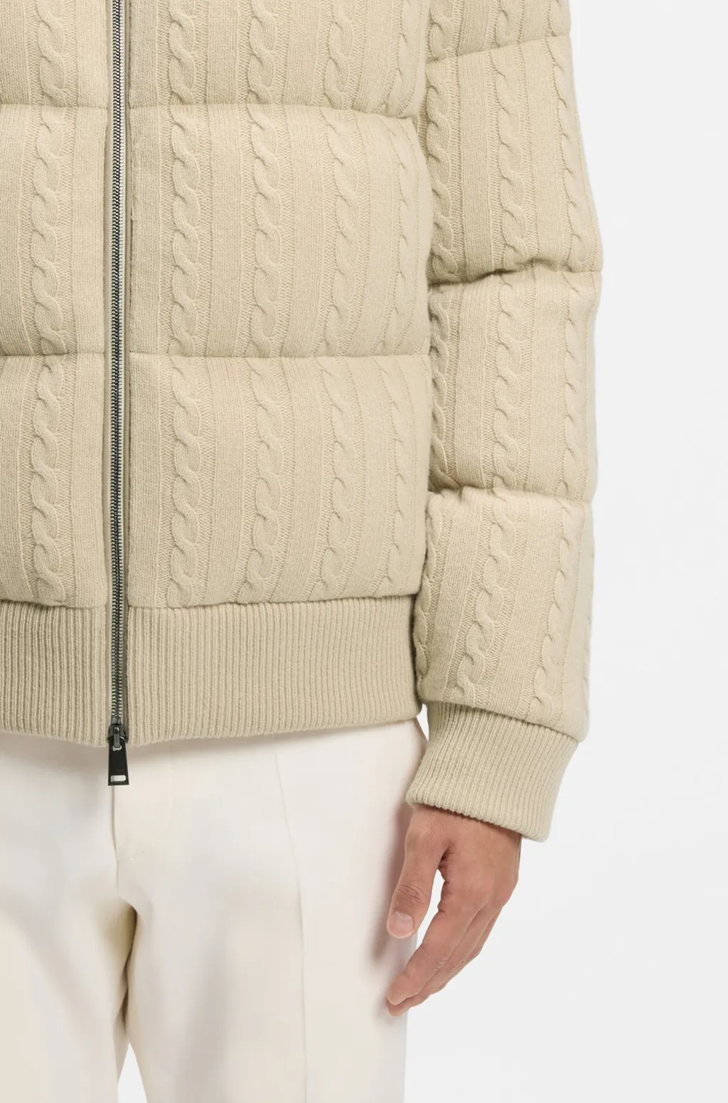 Cable-Knit Suede Jacket