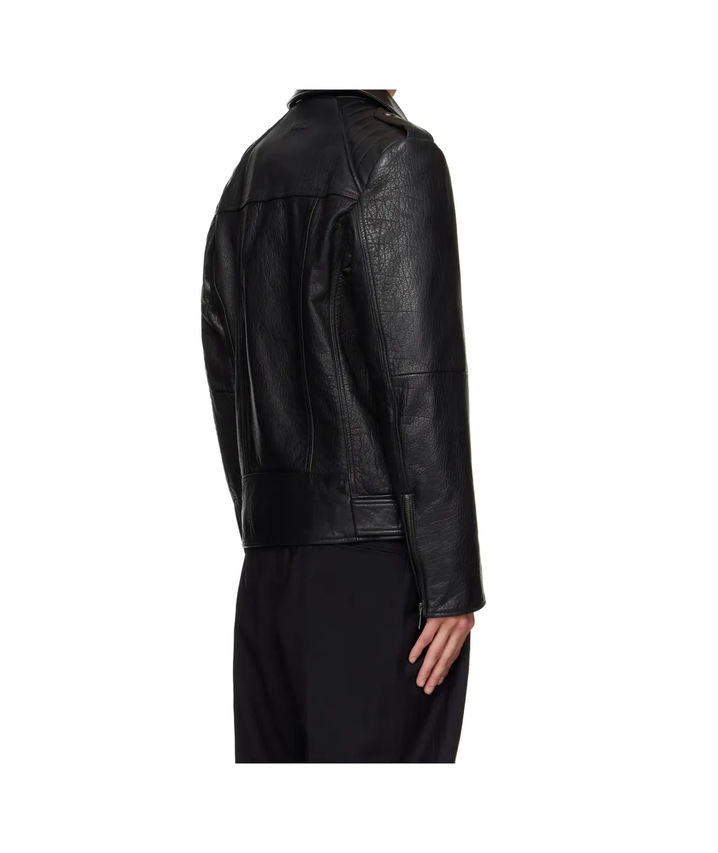 Long-Sleeved Leather Jacket