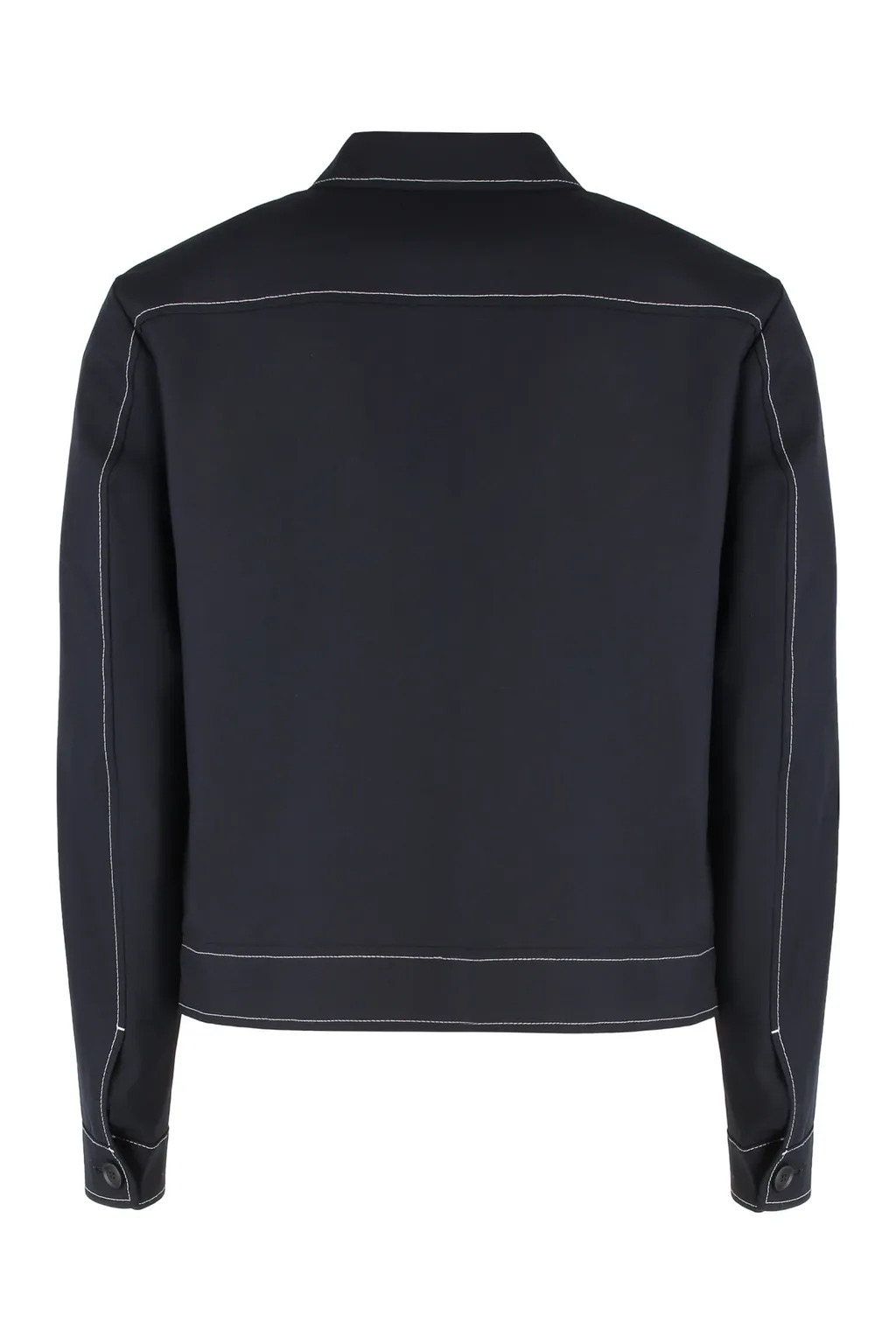 Flap-Pocket Contrast-Stitching Jacket