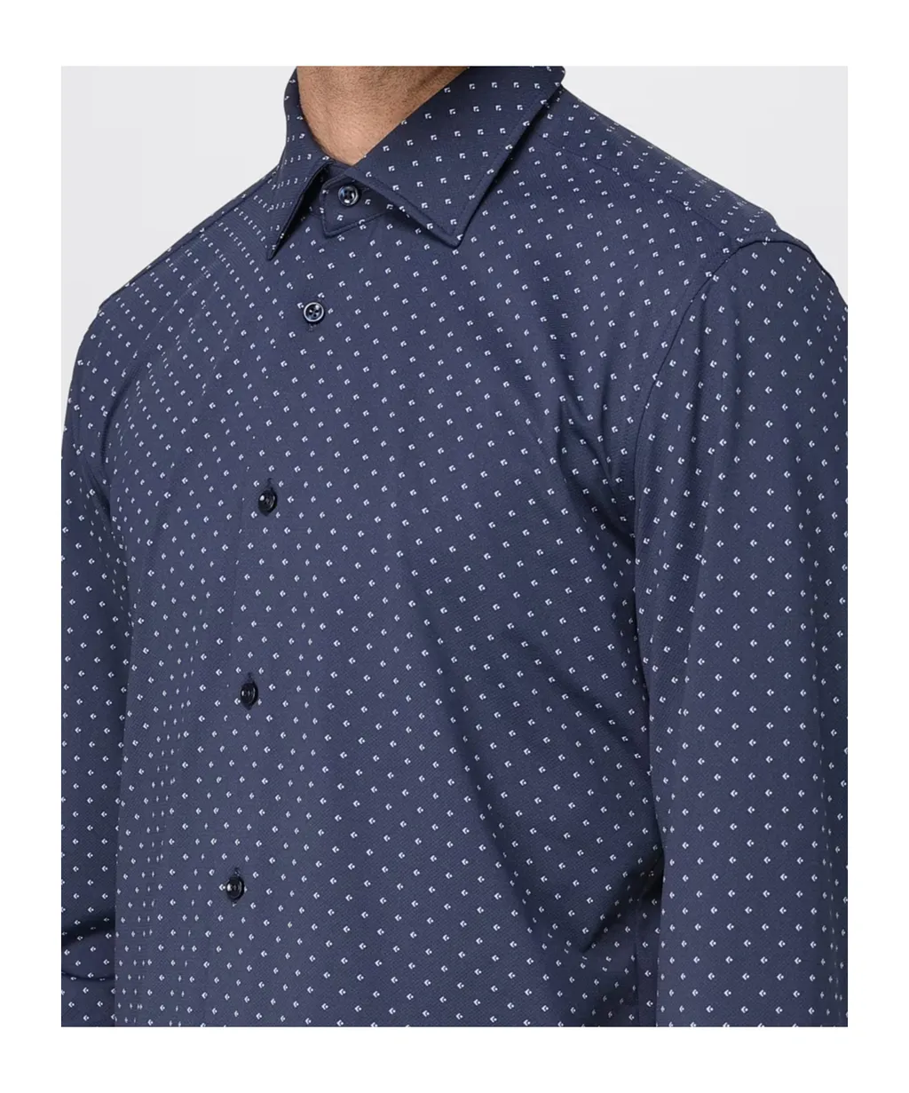 Geometric-Print Performance-Stretch Slim Fit Shirt