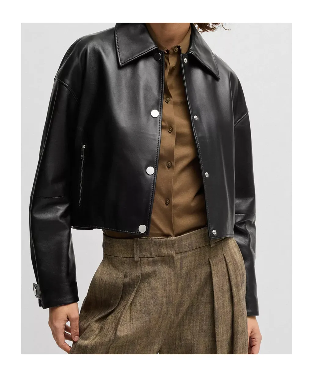 Leather Jacket With Covered Press Studs