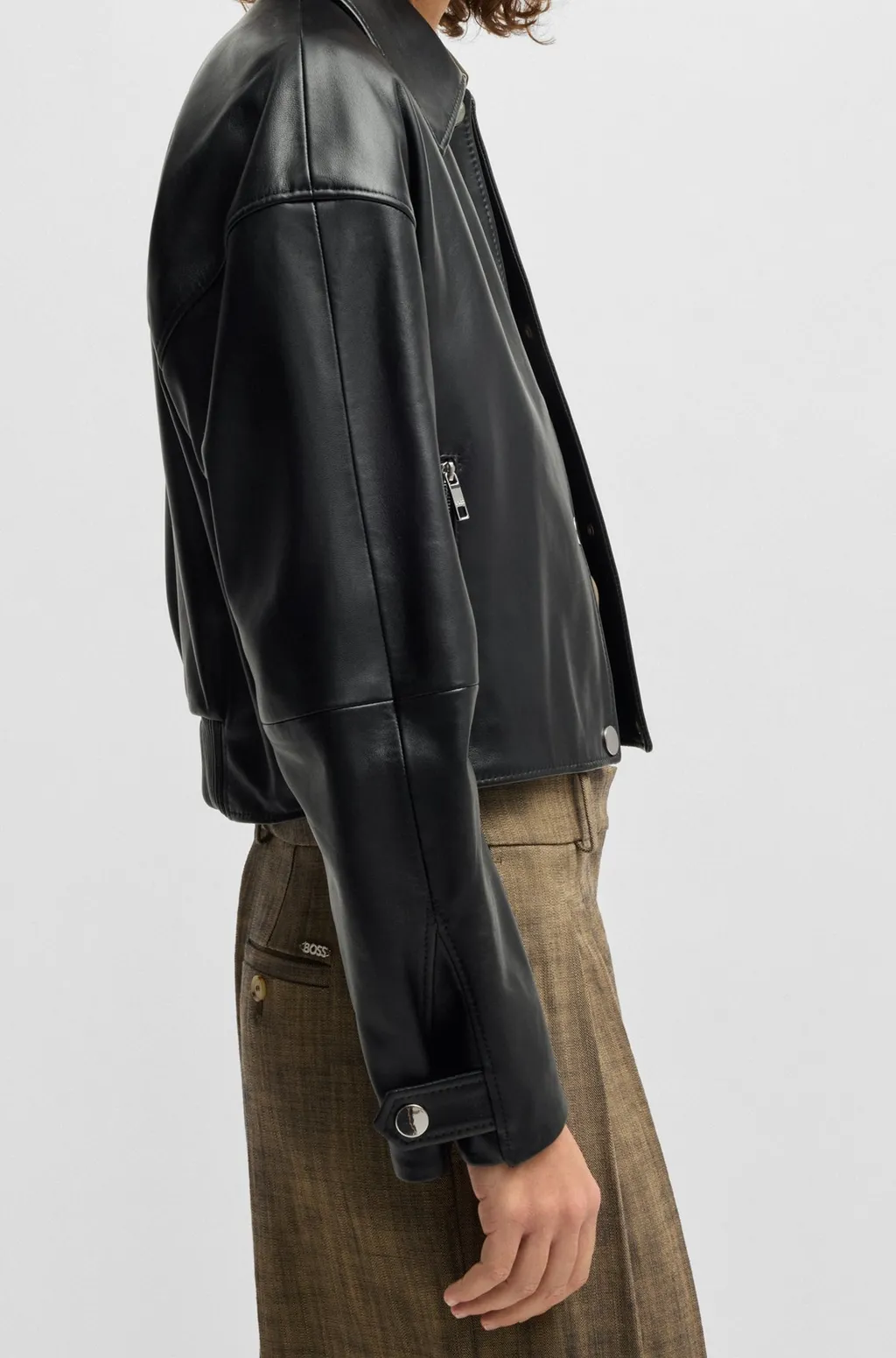 Leather Jacket With Covered Press Studs