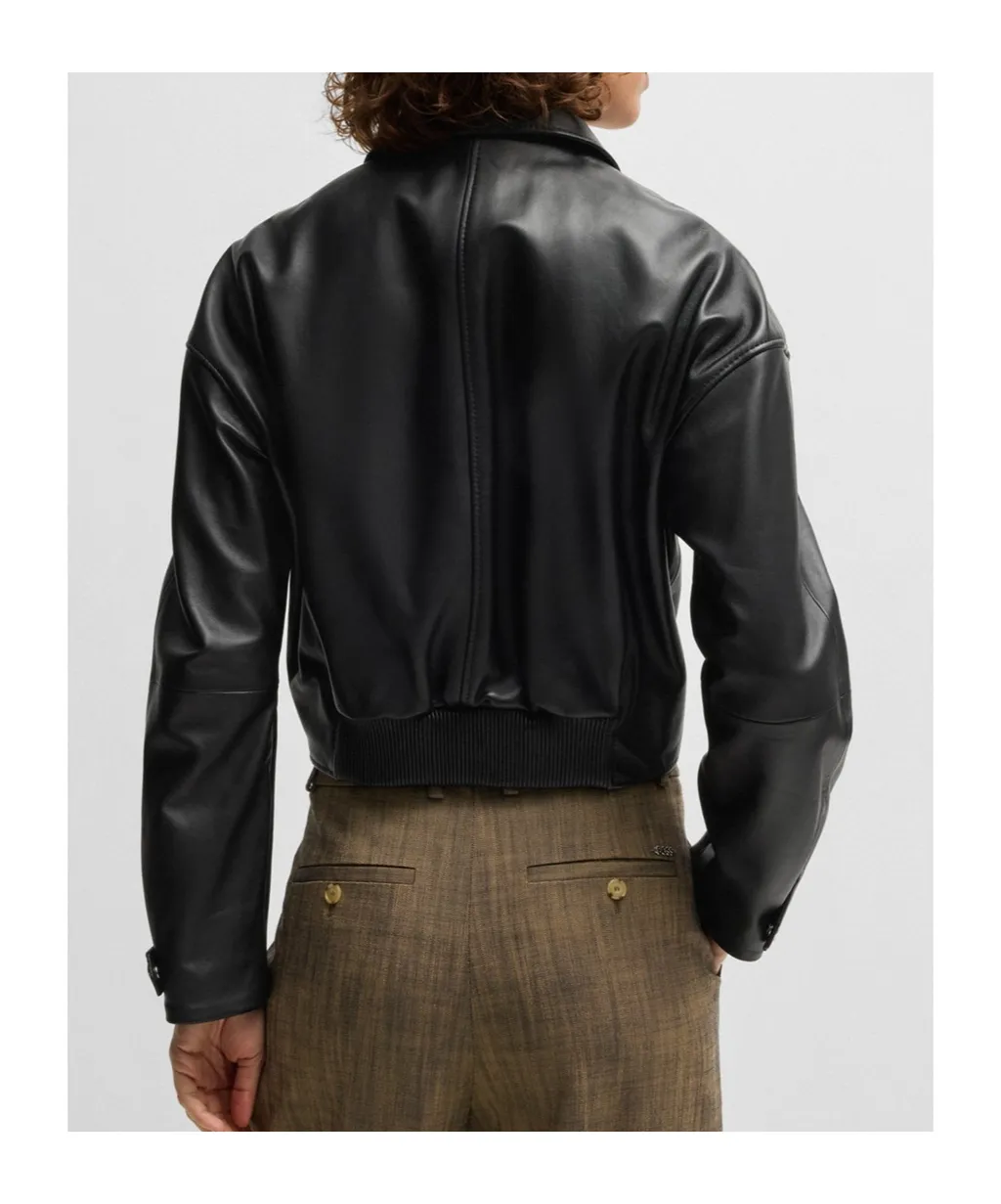 Leather Jacket With Covered Press Studs